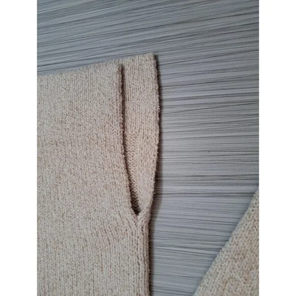 Theory Cashmere Wool Blend Bouclé Knit Sweater Beige Long Sleeve Small Women's - Picture 4 of 11